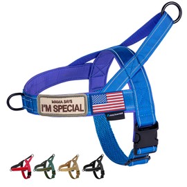Annchwool No Pull Dog Harness with Soft Padded Handle,Reflective Strip Escape Proof and Quick Fit to Adjust Dog Harness,Easy for Training Walking for Small & Medium and Large Dogs(Blue,M)