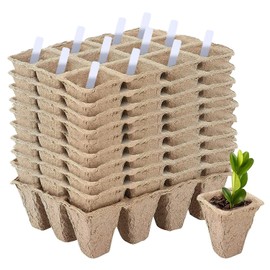 10 Pack Seed Starter Kit, 120Cell Compostable Seedling Trays Organic Biodegradable Planter Nursery Pots Gardening Germination Tray Mini Propagator Plant Grow Kit Pots Plug Tray Starting Trays