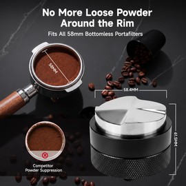 HiBREW 58.5mm Gravity-Based Espresso Distributor, Self-Leveling Distribution, Fits All 58mm Bottomless Portafilters, Anodized Aluminum with 4-Blade Stainless Steel Base, WTD Tools