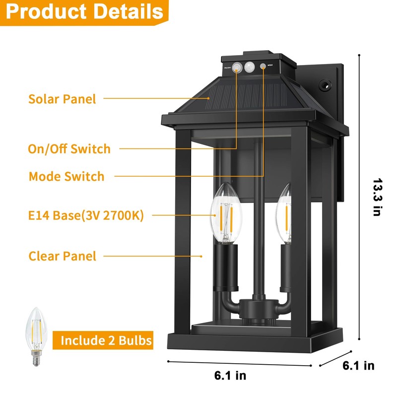 Beikingsun Solar Porch Lights Outdoor with Motion Sensor, Dusk to