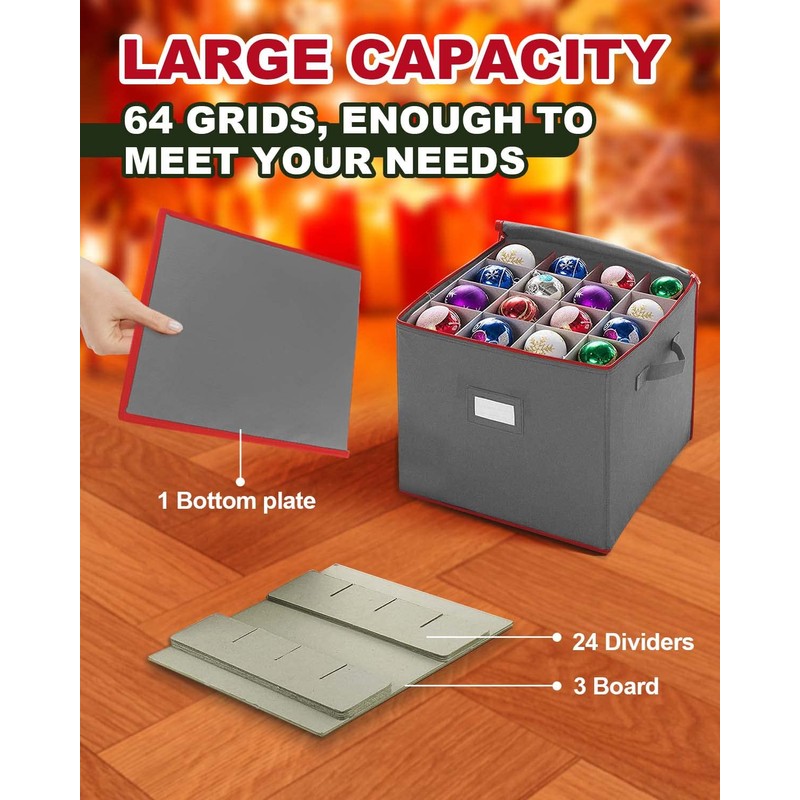 ArkCamp Christmas Ornament Storage Box with Dividers, 4-Tier Design with
