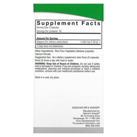 Nature's Answer Slippery Elm, 90 Vegetarian Capsules – 350 mg per Capsule, Supports Digestive Health, Soothes Throat & Promotes Gut Comfort