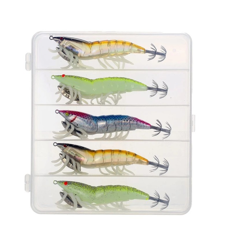 Lixada 5pcs 12cm/21g Noctilucent Fishing Shrimp Lure Prawn Squid Bait