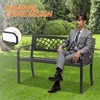 BSTOPHKL Outdoor Bench,Patio Garden Benches,Metal Weatherproof Porch Bench with Grid-Patterned