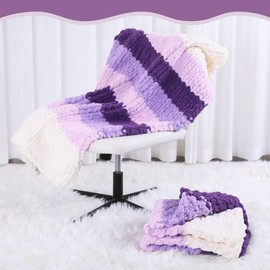 MABOZOO Assorted Chunky Yarn for Crocheting - 8 Pack Fluffy Jumbo Chenille, Soft Plush, Giant Thick Fuzzy Yarn - Purple Multi (31.7 yds, 8 oz Each Skein)