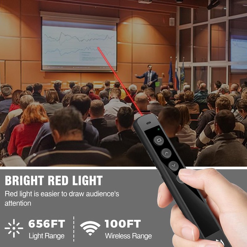 AMERTEER Wireless Presenter Remote – Presentation Clicker with 2.4GHz RF