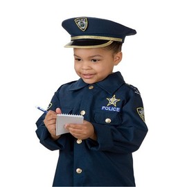 Constructive Playthings Classroom Career Outfit - Police Officer for Pretend Play with Shirt and Hat with Hook and Loop Closures to Fit Most Children 3-6 Years