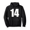 Number Fourteen Numeral 14 Plain White Numbers Pullover Hoodie