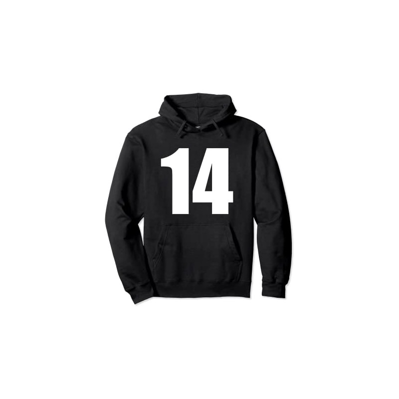 Number Fourteen Numeral 14 Plain White Numbers Pullover Hoodie