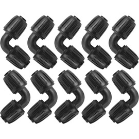 JINXIAN Drip Hose Irrigation 90° Degree Elbow Corner Connector Hose Coupling 1/2 Inch Black Elbow for Lawn Garden Watering System Pack of 10