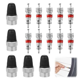 cxxtkcxxlc 10 Valve Cores 5 Multifunctional Valve Key Caps 20 Piece Set for Car, Car, Motorcycle, Bike, Scooter, Moped and Truck - Tool & Valve Core Remover for AV/Schrader