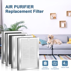 Air Purifier Replacement Filters 4 Pack Compatible with 25 Series Air Purifier Filter S1/W1/B1,3-in-1 Filters H13 True HEPA and Activated Carbon Filters Compatible with Series Air Purifier