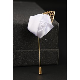 10pcs Wedding Lapel Flower Pin Rose for Man Suit Decoration-white