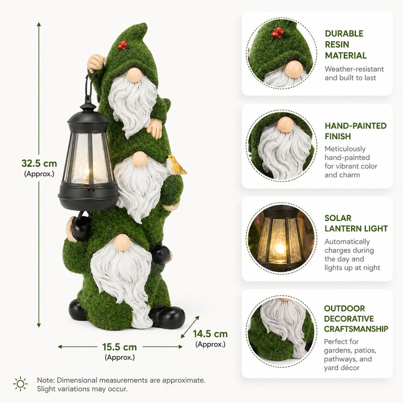Solar Gnome Garden Statue for Outdoor Decor – Cute LED