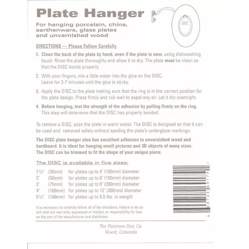 The Original Disc Adhesive Plate Hangers Set of 4x4"
