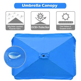Yescom Rectangle Patio Umbrella Canopy Replacement Outdoor Market Table Sunbrella Canopy 6 Ribs 6.5x10ft Parasol Cover