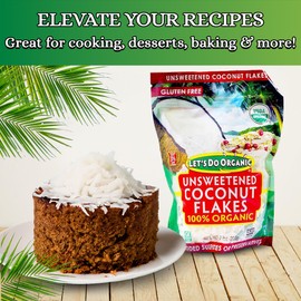 Let's Do Organic Unsweetened Coconut Flakes - Coconut Flakes Unsweetened Organic, Organic Coconut Flakes, Organic Flake Coconut - 7 Ounce (Pack of 12)