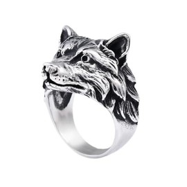 Wolf Ring for Men, Norse Viking Wolf Head Ring, Retro Wolf Totem Rings, Wolf Signet Rings, Amulet Ring, Animal Wolf Jewelry for Men Boys (T1/2)