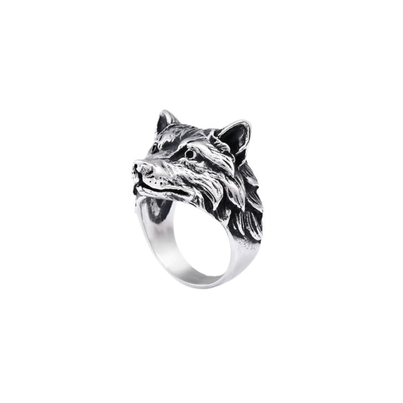Wolf Ring for Men, Norse Viking Wolf Head Ring, Retro
