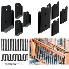 ITeVe.GD 30° Deck Railing Stair Brackets Connectors,Heavy Duty Steel 1.2 inch Thickness Concealed Brackets for 2"x4" (Actual 1.5"x3.5") Wood Posts for Deck Railing、Fence、Porch、Garden Pergola（4 Pair）