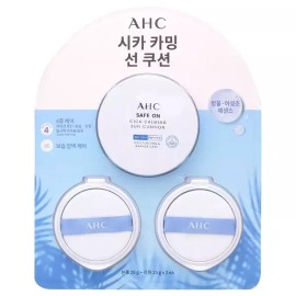 Guitar 에이에이치씨 세이프온 시카 카밍 선쿠션EX SPF50+ 본품 25g 1개 + 리필 25g 2개 AHC Safe On Cica Calming Sun Cushion EX SPF50+ 25g 1pc + Refill 25g 2pcs