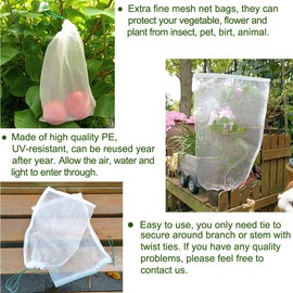 10Pcs 12"x8" Mosquito Bug Insect Bird Fine Mesh Net Barrier Hunting Blind Garden Screen Netting Bag for Protect Your Plant Fruits Flower