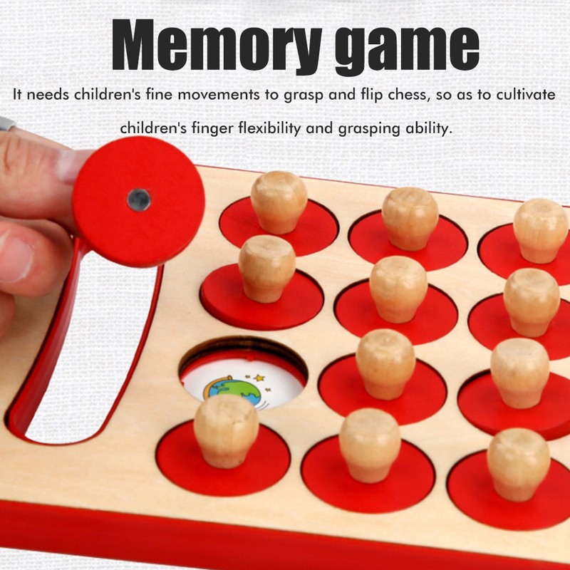 Children Wooden Memory Matching Game with Double Sided Cards Interactive