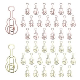 OWLFAVO 40pcs Guitar Shape Paper Clips with Clear Box, Mixed Colors, Funny Cute Paperclips Bookmarks Planner Clips for Fun Office Supplies School Gifts Wedding Decoration