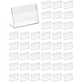 QWORK Pack of 40 Acrylic Label Holders, Small Name Card Holder, Business Card Display for Office, Schools, Shop, Shopping Malls (6 x 4 cm)