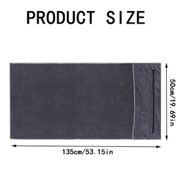 TJHypenete Fitness Towel, 135x50 cm Microfiber Gym Towel with Zip Pocket, Soft and Absorbent Sports Towel, Fast Drying Exercise Towels, Workout Sweat Towel for Yoga, Sport, Running, Fitness Training