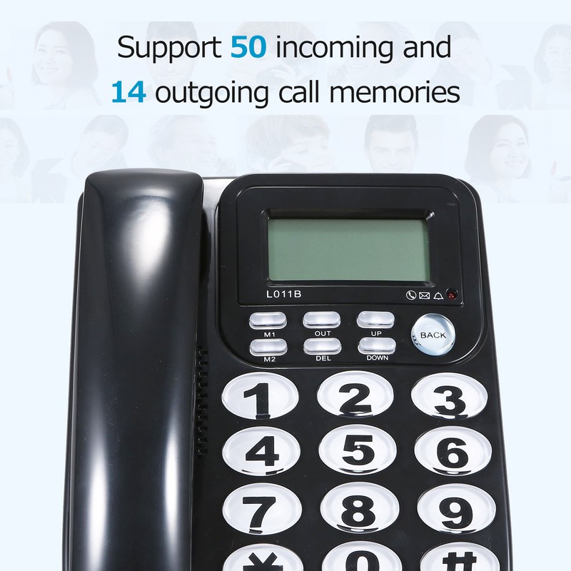 Desktop Wired Landline Telephone with Large Buttons Hands-free Calls Adjustable