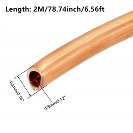 Copper Tube, 1/8" ID × 5/32" OD × 3 FT (3-4mm) Refrigeration Tubing Soft Coil Copper Tubing Seamless Round Pipe Tubing for Air conditioners, DIY Projects