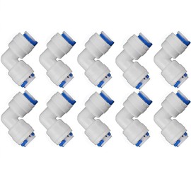 Lemoy 1/4 inch Tube to 1/4 inch Tube push fit elbow quick connect for RO water system Set Of 10