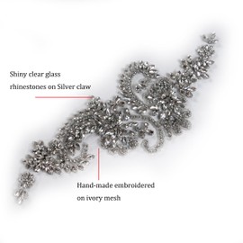 Labellezalady Labellezalady Luxury Look Shiny Rhinestone Pair Applique Patch in Gold Silver champgane AB Color for Prom Dress Belt Arts Crafts Sewing decorat (Silver-B)