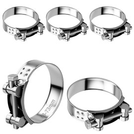 TXXATX T Bolt Hose Clamp 68-73 mm Exhaust Clamp 5 Pieces Hose Clip 304 Stainless Pipe Clamps Adjustable Bolt Band Width 24 mm for Water Pipe Gas Pipe Automotive Tube Attachment