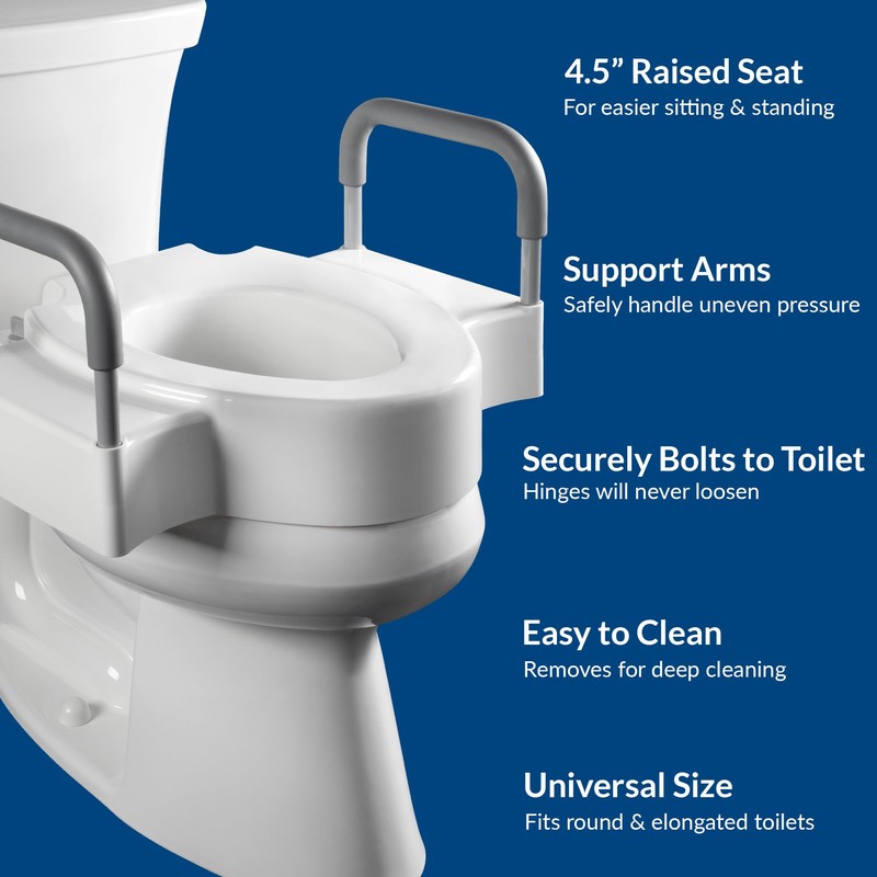 Bemis Rise 4.5" Raised Toilet Seat with Handles, Toilet Seat
