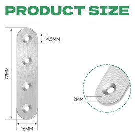 HXJDAM Flat Connectors Stainless Steel Perforated Plate Wood Connectors 77 x 16 x 2 mm Pack of 20