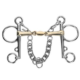 flexman Broca de Caballo Pelham de Acero Inoxidable, Filete de Puntas de Caballo, Broca para Pulgar, Accesorio de Conector de Latón Silicona Articulado para Principiantes Ecuestres