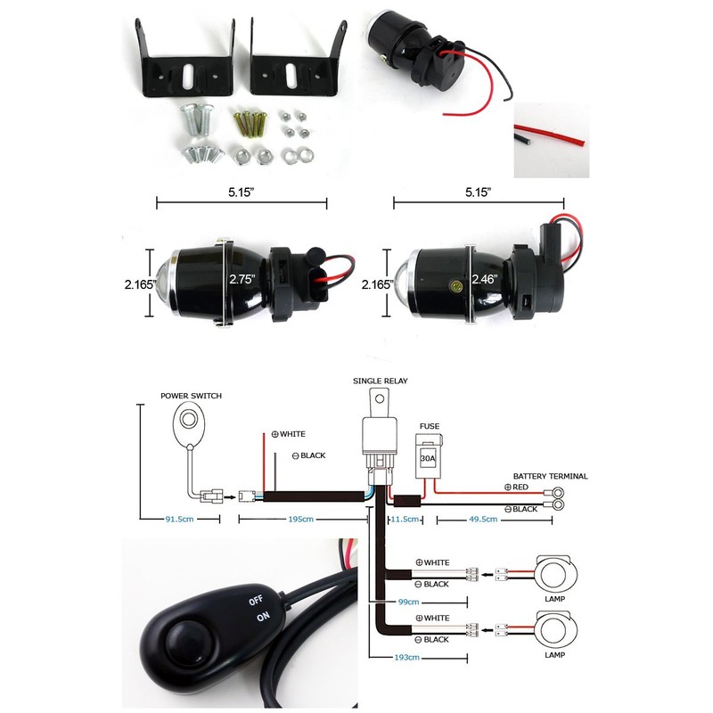 Spec-D Tuning H3 Projector Fog Lights Pair Clear Glass Lens