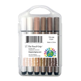 The Pencil Grip Triangular Magic Stix Global Skin Tone Markers, 12 Per Pack, 6 Packs