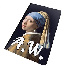 Lopo WTF | Custom Pearl Earings Initials | Printed Art Faux Leather Passport Cover/Luggage Tag (Passport Holder)