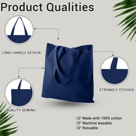 HiFEN® Premium Plain Natural Cotton Shopping Tote Bag Eco Friendly Reusable Blank Shopper Ideal for Craft decorate and Printing