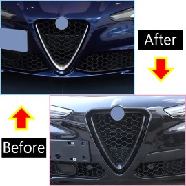 car-attention For 2017-2024 Alfa Romeo Stelvio Real Carbon Fiber V Shape Grille Cover Overlay