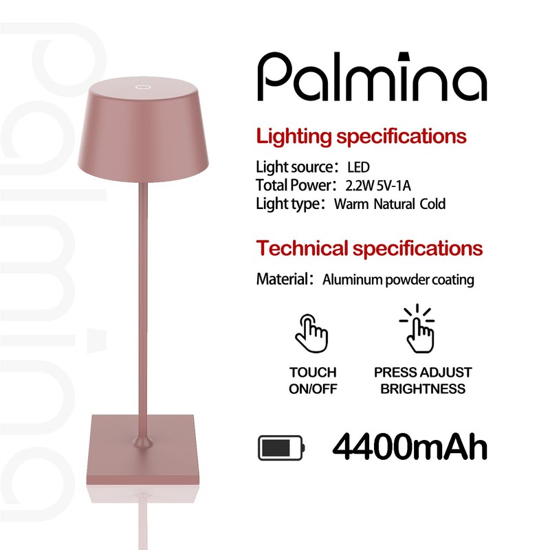 Palmina 842 LED Table Lamp, Dimmable, 4400 mAh LED Table