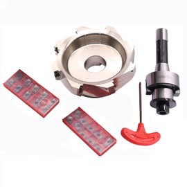 6.3"/160mm Cutting Diameter 90 Degree 8 Flute Indexable CNC Face End Mill Shell Cutter BAP400R 160-40-8T, Shank Face End Mill Arbor R8-FMB40 7/16-20 with 20Pcs APMT1604 Carbide Inserts and T15 Wrench