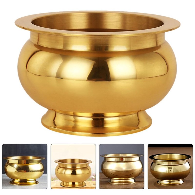 HOMSFOU Buddhist Incense Burner, Copper Treasure Basin Fengshui Incense Cone