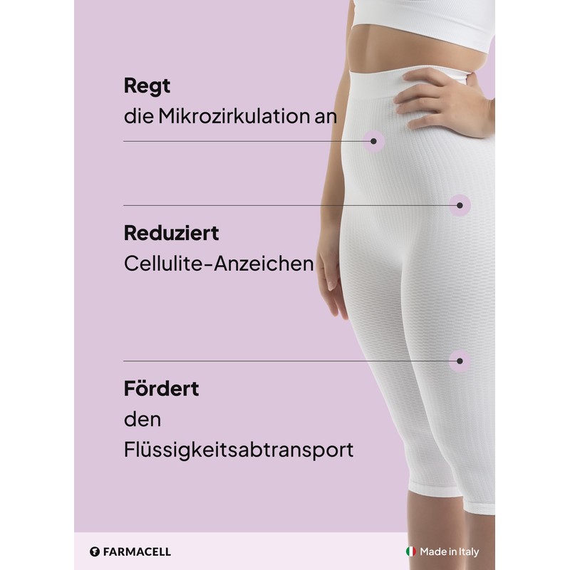 FarmaCell Women's 3/4 Anti-Cellulite Leggings with Micro Massage, High Waistband,