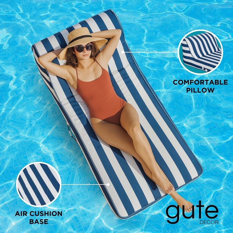 Upholstered Stylish Pool Float Lounger Recliner, Large Floating Chair &