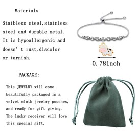 DINLUNED Cow Bracelet Cow Lover Gifts Cow Jewelry Cute Cow Animal Gift Jewelry Cow Owner Farm Gift for Girl Pet Pygmy Cows Gift (Cow Bracelet White)