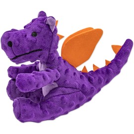 Dog Plush Toy for Puppy, Indestructible Tuffy Dog Squeaky Toys, Funny Stuffed Animals Toys with Cotton Material, Durable Chewing Toys (Dragon, Purple)